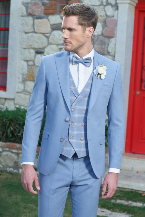 Manzetti extra slim fit világoskék esküvői öltöny 3585-14